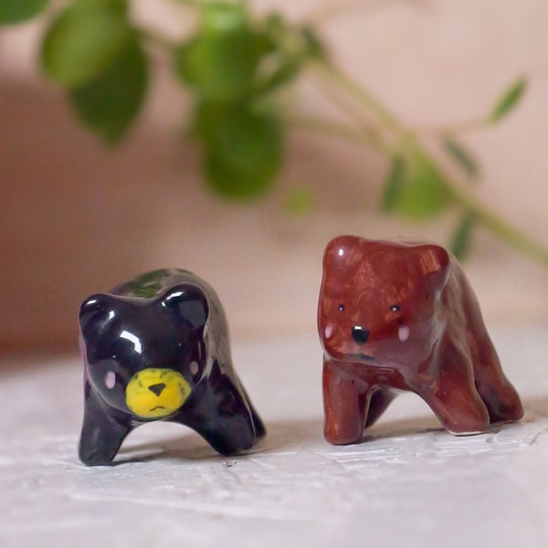 Figurine en céramique d’ours, figurine d’ours noir, totem d’ours, figurine d’ours brun, bibelot d’ours