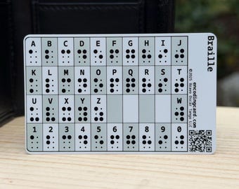 Braille Wallet Reference Plastic Card