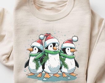 Penguin Christmas Sweatshirt, Funny Penguin Lover Xmas Shirt, Holiday Animal Hoodie, Cute Penguin Family Christmas Gift, Penguin Xmas Shirt