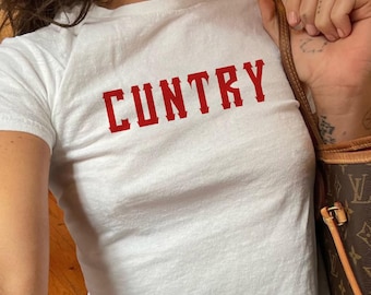 Cuntry Western Baby Tee, Funny Cowgirl Shirt, Funny Adult Humor Western Shirt, Women's Y2K Baby Tee, Gift For Girl Friend