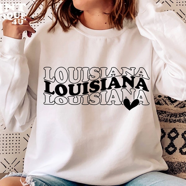 Louisiana SVG PNG PDF, Liebe Louisiana dafür, Iowa Louisiana Blatt für Hemden Cricut, Louisiana Schnittdatei, gewellt gestapelt Zeichen, Zeichen für Hemden