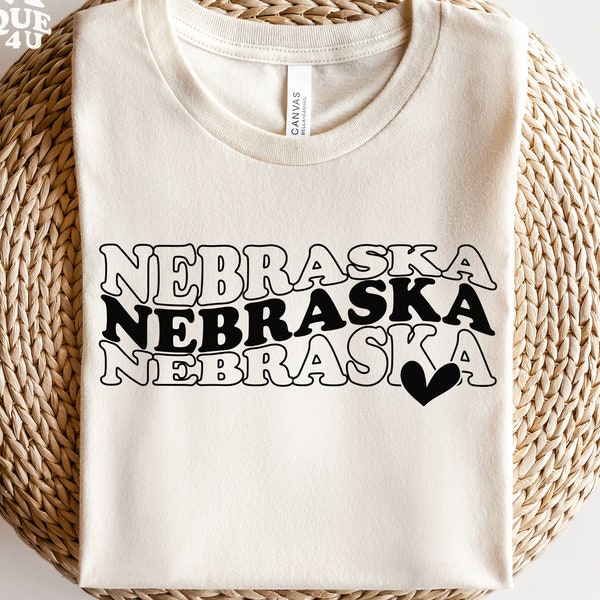 Nebraska SVG PNG PDF, Love Nebraska Svg, Nebraska Shirt Svg, Shirt Cricut, Nebraska Cut File, Wavy Stacked Svg, Svg For Shirts