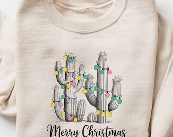 Merry Christmas Cactus Sweatshirt, Cactus Lover Gift, Christmas Plant Shirt, Christmas Plant Lady, Cactus Christmas Shirt, Plant Lover Shirt