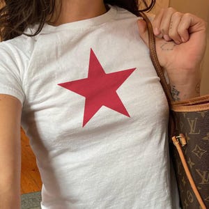 Red Star Baby Tee, Trendy Women's Cropped Top, 2000s Y2K Baby Tee, Stargirl Baby Tee, Cute Gift For Her