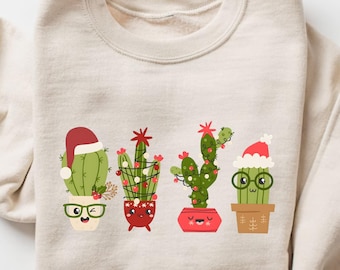 Christmas Cactus Sweatshirt, Cactus Lover Gift, Christmas Plant Shirt, Christmas Plant Lady Shirt, Cactus Christmas Shirt, Plant Lover Shirt