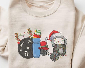 Weihnachten Fitness Sweatshirt, Weihnachten Workout Pullover, Kettlebell Weihnachten Sweatshirt, Fitnessstudio Liebhaber Weihnachten Pullover, Gym Ratte Geschenke, Gym Weihnachten