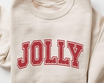 Jolly Christmas Sweatshirt, Christmas Sweater for Women, Jolly Sweater, Cute Christmas Crewneck, Holiday Sweatshirt, Xmas Sweater