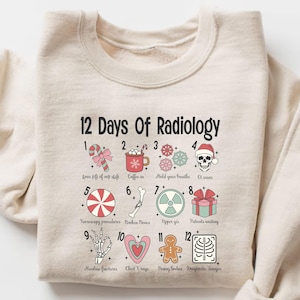 Christmas Radiology Sweatshirt, Funny Christmas X-Ray Shirt, 12 Days Of Christmas Radiology Sweater, Lab Tech Hoodie For Holiday