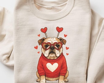 English Bulldog Valentines Sweatshirt, Bulldog  Shirt, English Bulldog Owner Gift, Dog Lover Sweater, Bulldog Mom Tee, Dog Gift