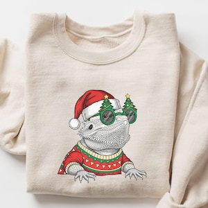 Kersttrui baardagaam, trui reptielenminnaar, shirt baardagaam kerstman, kersthagedis sweater, kerstcadeau Beardie