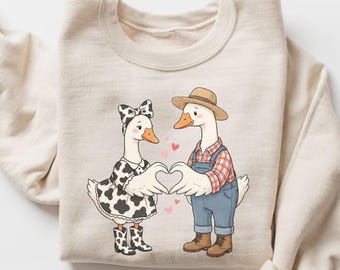 Cute Goose Couple Valentines Day Sweatshirt, Farm Love Sweater, Country Valentine, Valentines Day Gift, Funny Valentines TShirt