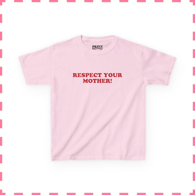 T-shirt bébé Respectez votre mère, chemise maman amusante, haut court rétro de l'an 2000, t-shirt graphique impertinent, cadeau de fête des mères pour elle Light Pink