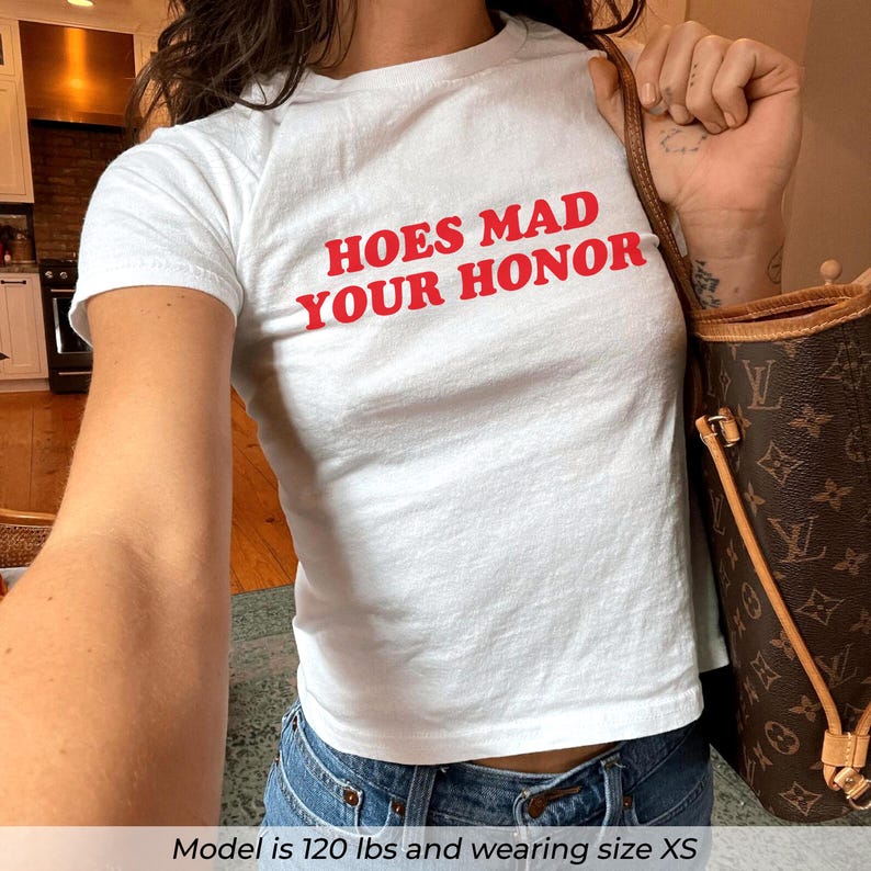 Hoes Mad Your Honor Baby Tee | Funny Y2K Graphic Crop Top | Coquette Sassy Retro T-Shirt | Aesthetic Statement Tee for Women