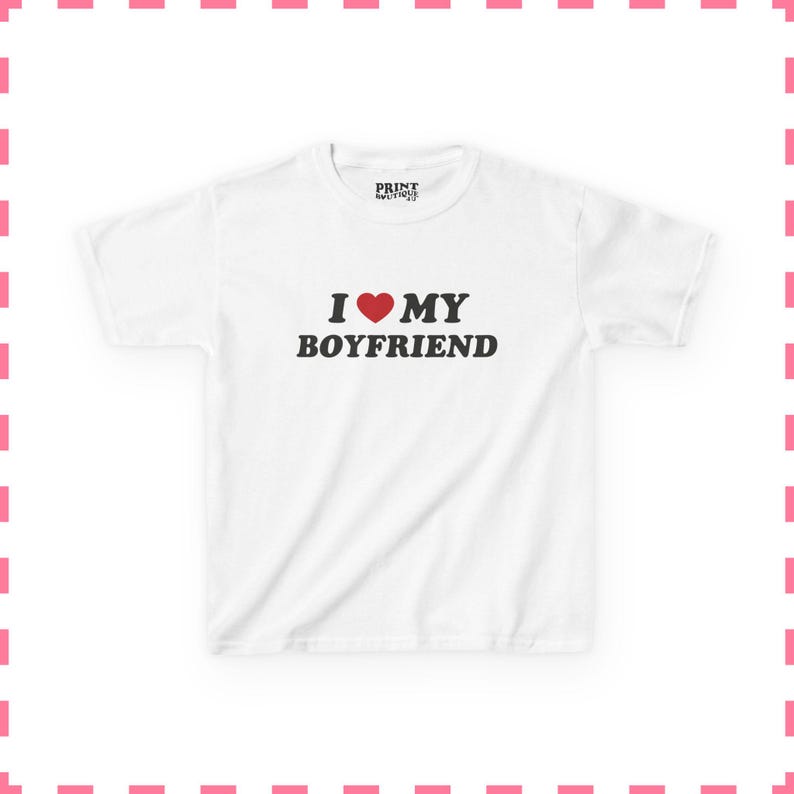 I Love My Boyfriend Baby Tee, Cute Y2K Crop Top, Funny Flirty Shirt for Women, Girlfriend Gift Tee, Trendy Baby Tee image 2