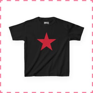 Koszulka dla niemowląt Red Star, modny damski krótki top, koszulka dla niemowląt Y2K z lat 2000., koszulka dla niemowląt Stargirl, uroczy prezent dla niej Black