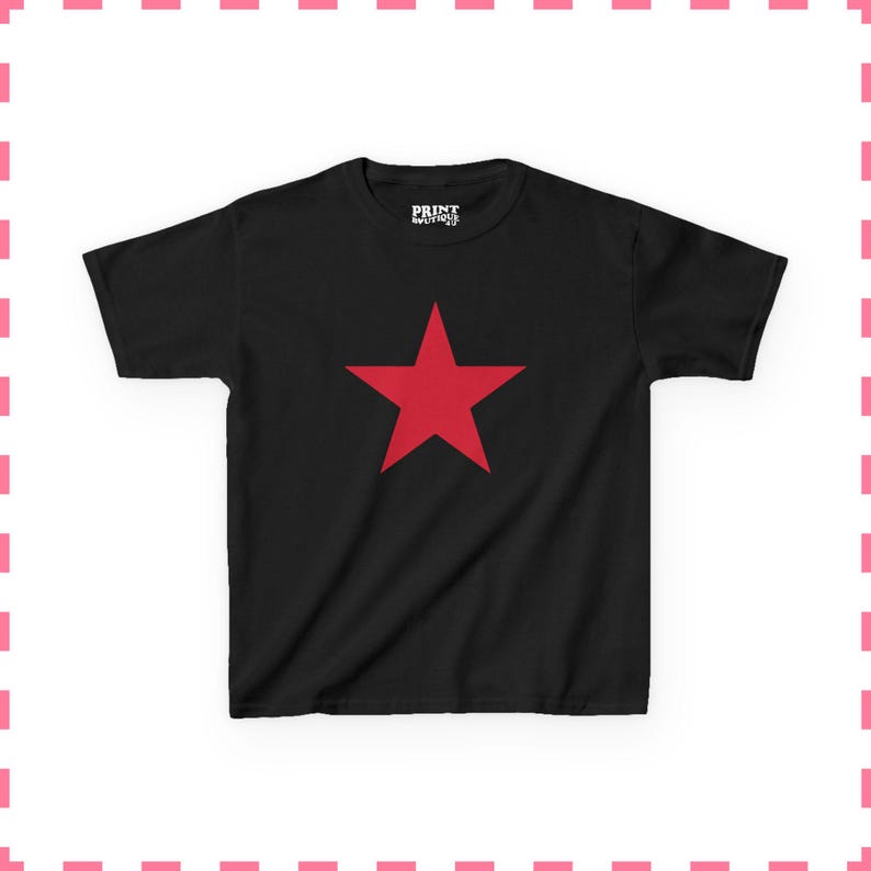 Koszulka dla niemowląt Red Star, modny damski krótki top, koszulka dla niemowląt Y2K z lat 2000., koszulka dla niemowląt Stargirl, uroczy prezent dla niej Black