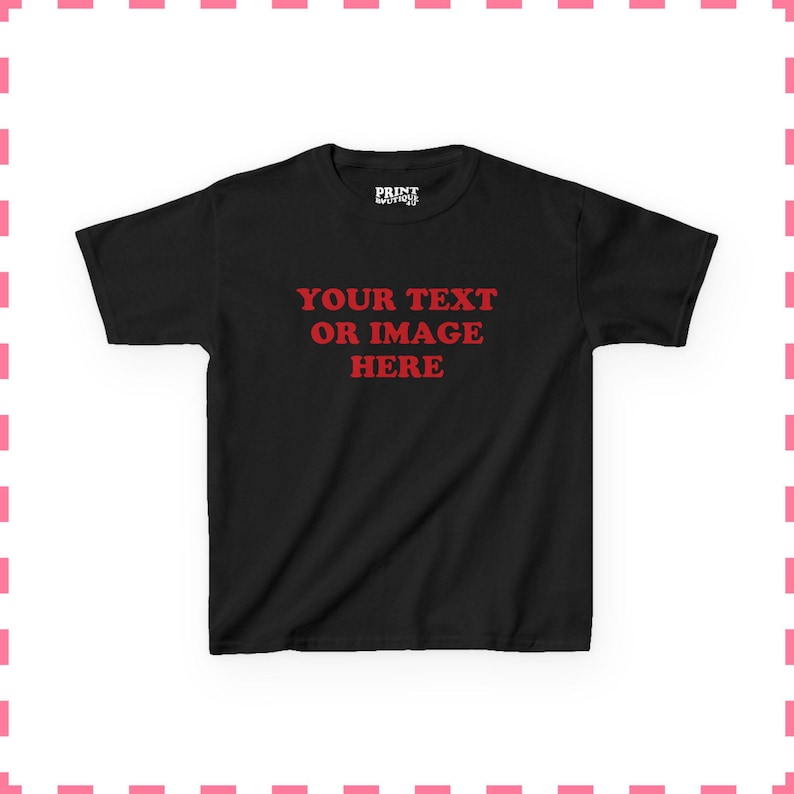 Custom Baby Tee, Custom Text or Photo Baby Tee, Personalized Classic Baby Tee, ANY Text or Image, Personalization Y2K Baby Tee Black