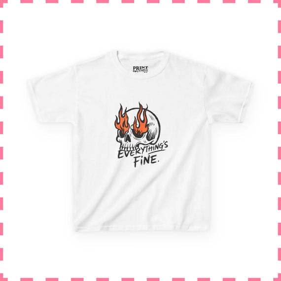 Everything is Fine Baby Tee, Funny Skeleton Graphic Tee, Fire Meme