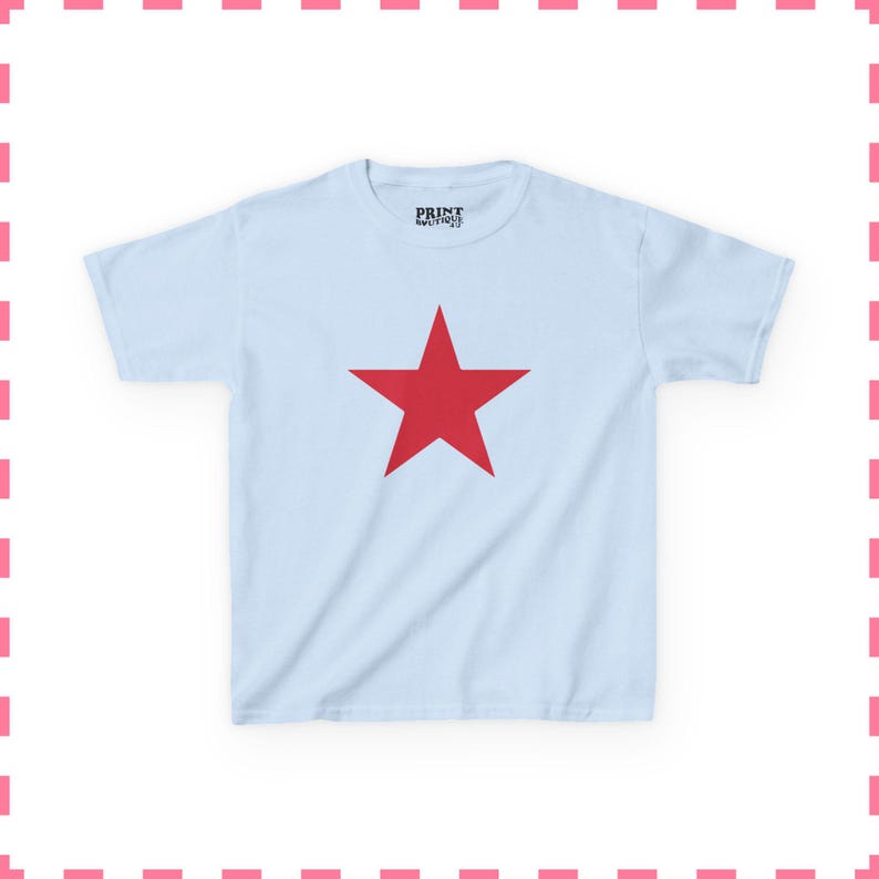 Koszulka dla niemowląt Red Star, modny damski krótki top, koszulka dla niemowląt Y2K z lat 2000., koszulka dla niemowląt Stargirl, uroczy prezent dla niej Light Blue