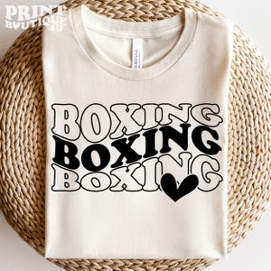 Boxeo SVG PNG, Love Boxing Svg, Sports Mom Svg, Archivo de corte apilado ondulado para camisas y manualidades, Descarga digital instantánea
