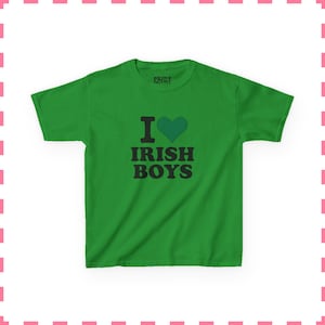 I Love Irish Boys Baby Tee, St Patricks Day Shirt, Cute Irish Graphic Tee, Y2K Baby Tee, Retro 90s Crop Top, Women's Lucky Shirt Irish Green