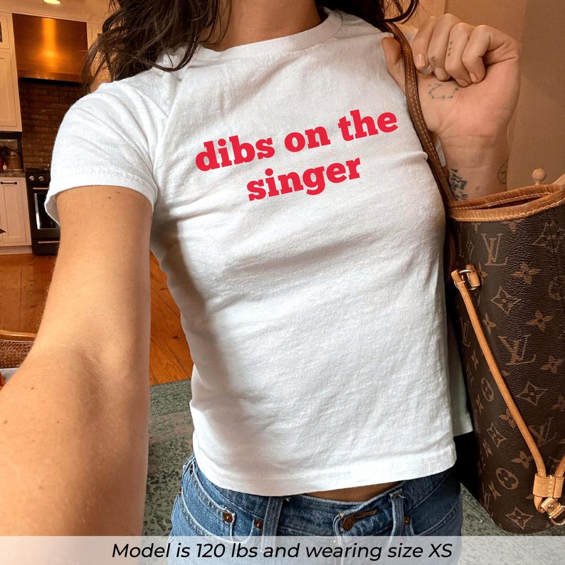 Dibs On The Singer Baby Tee, Funny Music Shirt, Y2K Graphic Tee, Retro 90s Crop Top, Concert Festival Shirt, Cute Band Fan Gift