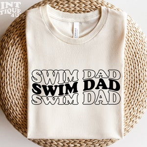 Swim Dad SVG Files for Shirt, SVG PNG, Swim Dad Shirt Cut File, Wavy Stacked Design, Dad Svg, Digital Download File, Swimming Svg, Swim Svg