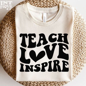 Teach Love Inspire SVG PNG, Leraar Shirt Svg, Terug naar School Svg, Leraar Leven Svg, Hart Svg, Instant Digitale Download