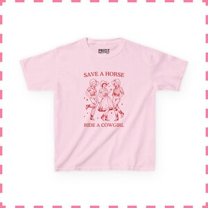 Vintage Lesbian Baby Tee, Save A Horse Ride A Cowgirl Shirt, Funny Lesbian Tee, Lesbian Pride Shirt, Western Graphic Baby Tee, Sapphic Tee Light Pink