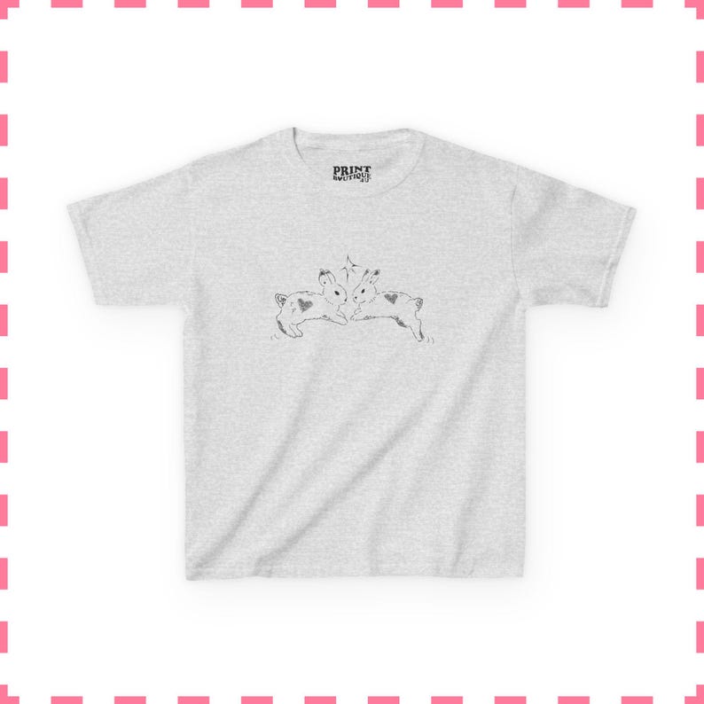 Camiseta de conejitos para bebé, camiseta de conejito adorable, camiseta con estampado vintage para bebé, top corto Y2K, camiseta retro para bebé, top con estética coqueta Ash