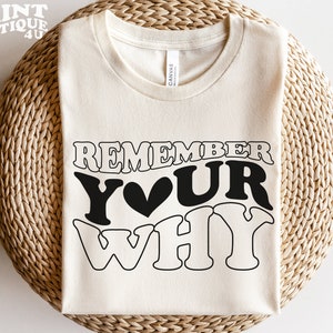 Lembre-se do seu porquê, download instantâneo do arquivo SVG, arquivo de corte de amor próprio para Cricut, SVG inspirador, lembre-se do porquê da camisa SVG para meninas