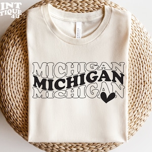Michigan SVG PNG PDF, Love Michigan Svg, Michigan Shirt Svg, Shirt Cricut, Michigan Cut File, Wavy Stacked Svg, Svg For Shirts