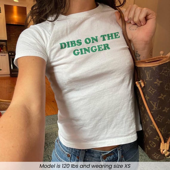 Dibs On The Ginger Baby Tee, Funny Redhead Shirt, St Pattys Baby Tee, Y2K Cropped Top, St Patrick's Day Outfit, Flirty Baby Tee