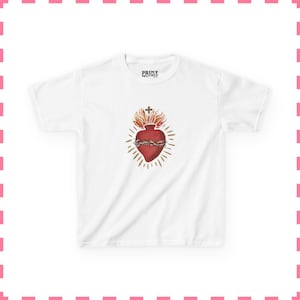 Sacred Heart Baby Tee, Y2k Baby Tee, Aesthetics, 90s style Baby Tee, Coquette Clothing, Trending Shirts, Cyber y2k , Crop Top White