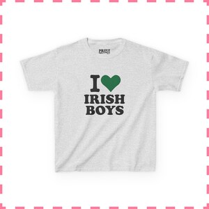 I Love Irish Boys Baby Tee, St Patricks Day Shirt, Cute Irish Graphic Tee, Y2K Baby Tee, Retro 90s Crop Top, Women's Lucky Shirt Ash