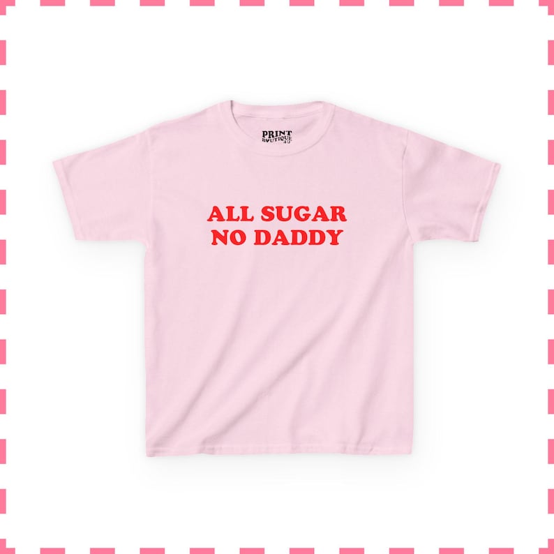 All Sugar No Daddy Baby-T-shirt grappig shirt met humor voor volwassenen sarcastische baby-T-shirt cadeau voor haar Grappige meme-shirt trendy top voor vrouwen Light Pink