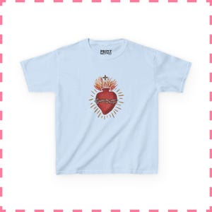 Sacred Heart Baby Tee, Y2k Baby Tee, Aesthetics, 90s style Baby Tee, Coquette Clothing, Trending Shirts, Cyber y2k , Crop Top Light Blue