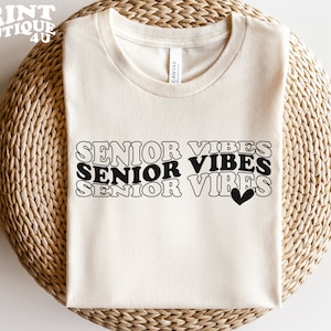 Senior Vibes SVG File Instant Download, Senior Cut File for Cricut, Wavy Letters, Senior 2024 svg, Graduation svg, Senior Class Shirt SVG