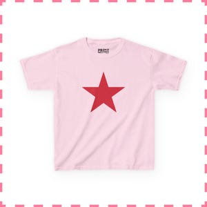 Koszulka dla niemowląt Red Star, modny damski krótki top, koszulka dla niemowląt Y2K z lat 2000., koszulka dla niemowląt Stargirl, uroczy prezent dla niej Light Pink