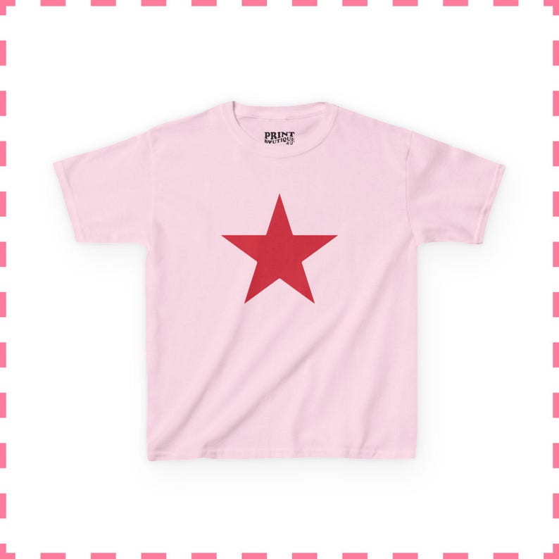 Koszulka dla niemowląt Red Star, modny damski krótki top, koszulka dla niemowląt Y2K z lat 2000., koszulka dla niemowląt Stargirl, uroczy prezent dla niej Light Pink