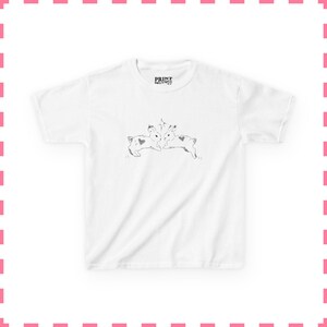 Camiseta de conejitos para bebé, camiseta de conejito adorable, camiseta con estampado vintage para bebé, top corto Y2K, camiseta retro para bebé, top con estética coqueta White
