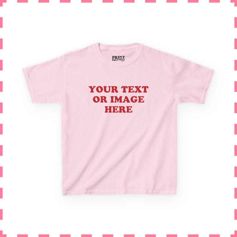 Custom Baby Tee, Custom Text or Photo Baby Tee, Personalized Classic Baby Tee, ANY Text or Image, Personalization Y2K Baby Tee Light Pink