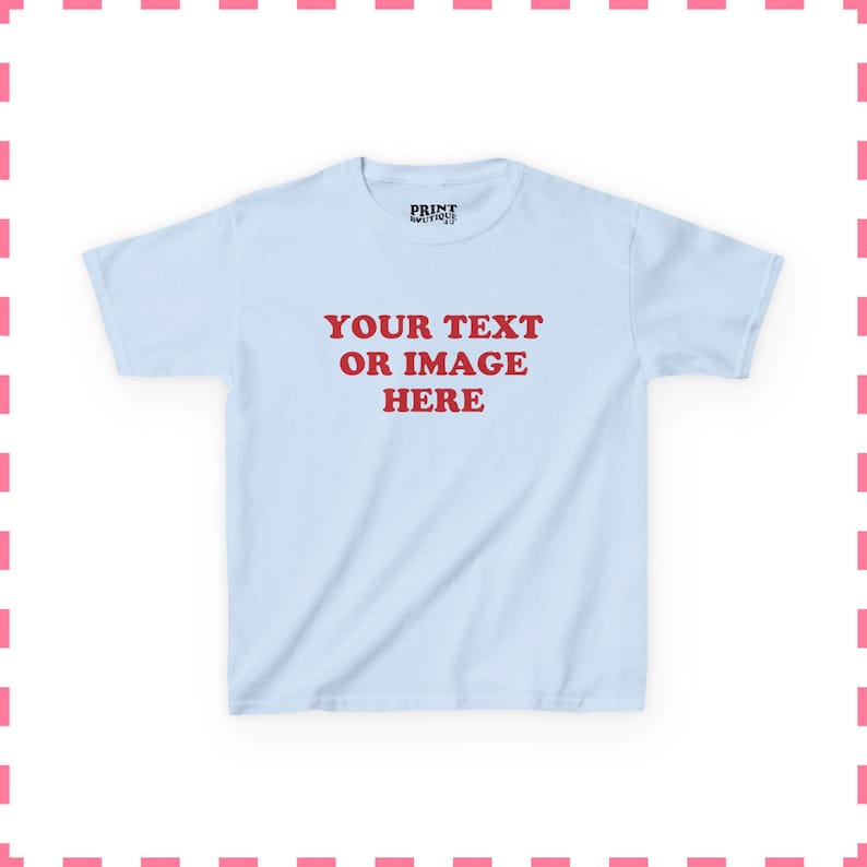 Custom Baby Tee, Custom Text or Photo Baby Tee, Personalized Classic Baby Tee, ANY Text or Image, Personalization Y2K Baby Tee Light Blue