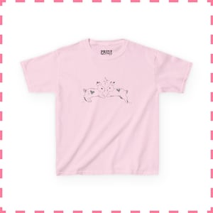 Camiseta de conejitos para bebé, camiseta de conejito adorable, camiseta con estampado vintage para bebé, top corto Y2K, camiseta retro para bebé, top con estética coqueta Light Pink