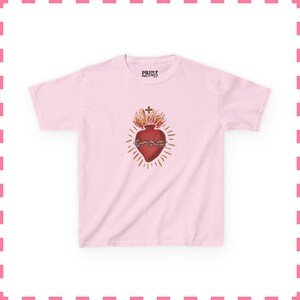 Sacred Heart Baby Tee, Y2k Baby Tee, Aesthetics, 90s style Baby Tee, Coquette Clothing, Trending Shirts, Cyber y2k , Crop Top Light Pink