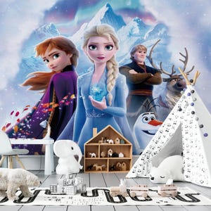 Frozen Inspired Peel and Stick Wallpaper – Ice Castle Girl Room Wall Mural – Snow Princess Nursery Wall Decor – Kids Wallpaper Removable