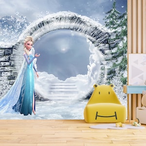 Elsa Frozen Wallpaper, Kids Wallpaper Peel and Stick, Removable Wallpaper Kids, Nursery, Stick on Wallpaper, Self Adhesive Nursery Decor