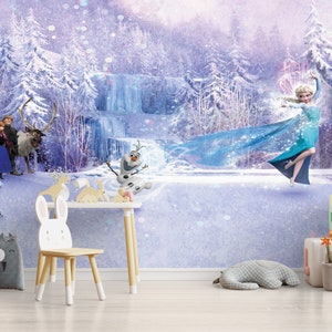 Frozen Castle Wallpaper, Kids Wallpaper Peel and Stick, Nursery Wall Decal, Removable Wallpaper Kids, Nursery Wallpaper, Stick on Wallpaper