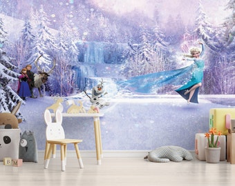 Frozen Castle Wallpaper, Kids Wallpaper Peel and Stick, Nursery Wall Decal, Removable Wallpaper Kids, Nursery Wallpaper, Stick on Wallpaper