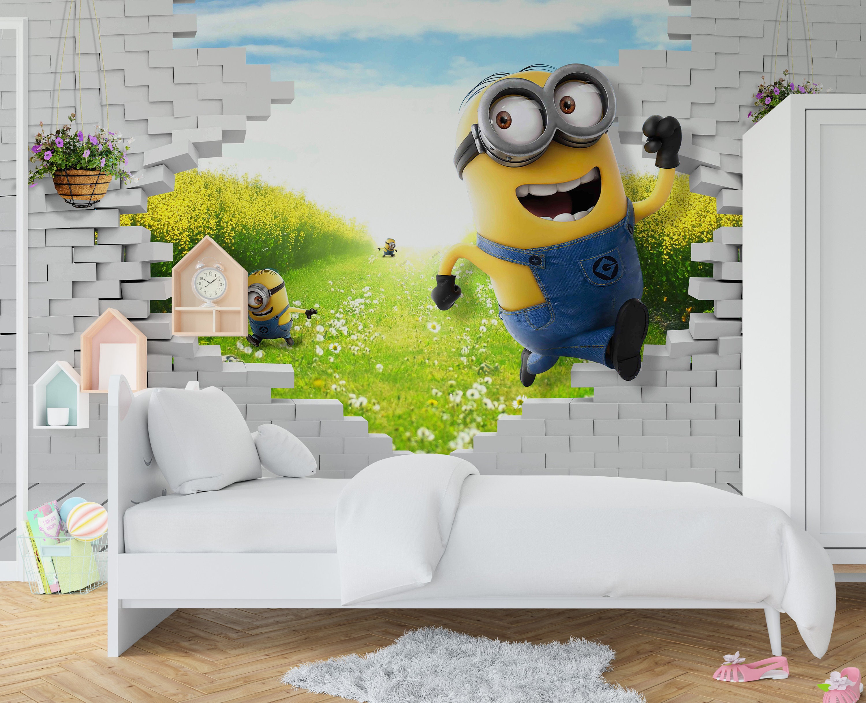 Minions Wallpaper Kids Room Wallpaper Cute Animals Peel and - Etsy Minions Wallpaper Kids Room Wallpaper Cute Animals Peel and - Etsy
